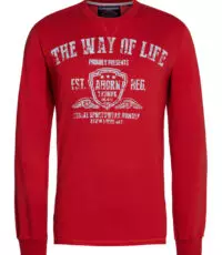 Ahorn grote maat t-shirt lange mouw rood The Way Of Life