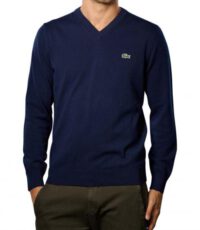 Lacoste grote maat v-hals trui donkerblauw