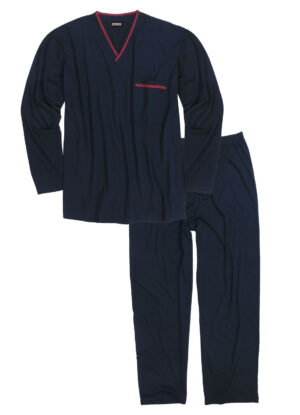 Adamo lengte maat pyjama donkerblauw met v-hals