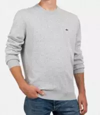 Lacoste grote maat trui ronde hals lichtgrijs gemêleerd