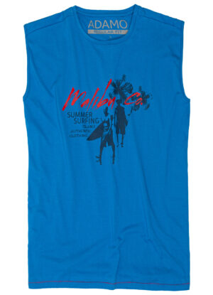 Adamo grote maat mouwloos t-shirt blauw Malibu