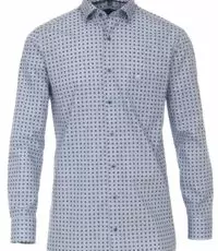 Casa Moda overhemd grote maat lange mouw blauw wit motief strijkvrij