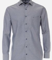 Casa Moda overhemd lange mouw grote maat blauw gemêleerd strijkvrij
