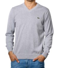 Lacoste grote maat v-hals trui grijs
