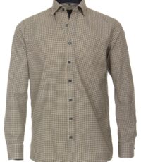 Casa Moda overhemd grote maat lange mouw okergeel en zwart fantasie under button down