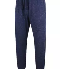 Kam grote maat joggingbroek met boord blauw gemêleerd