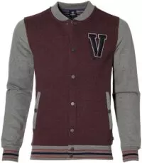 Lerros grote maat baseball vest bordeauxrood met grijze mouwen