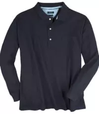 Redfield grote maat poloshirt lange mouw uni donkerblauw