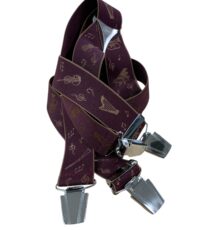 Extra lange bretels bordeauxrood met muziek instrumenten