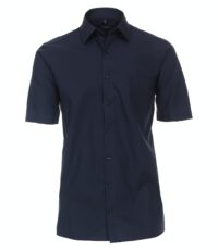 Casa Moda grote maat overhemd korte mouw uni donkerblauw strijkvrij