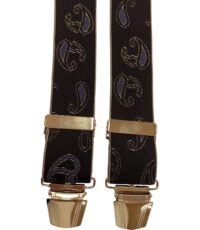 Extra lange bretels zwart paisley motiefje