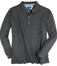 Redfield grote maat poloshirt lange mouw uni grijs