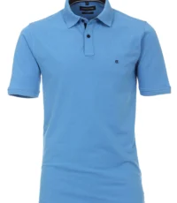 Casa Moda grote maat poloshirt uni blauw stretch