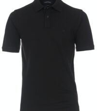 Casa Moda grote maat poloshirt uni zwart stretch