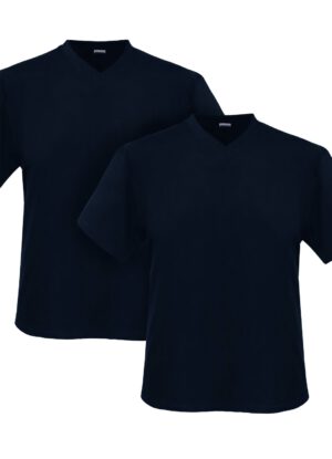 Adamo grote maat t-shirts donkerblauw v-hals