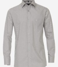 Casa Moda overhemd lange mouw wit bruin en lichtblauw fantasie patroon