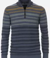 Casa Moda grote maat trui blauw met okergeel en groen