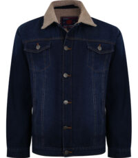 Kam grote maat spijkerjack donkerblauw met bont voerring