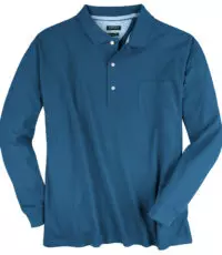 Redfield grote maat poloshirt lange mouw uni blauw