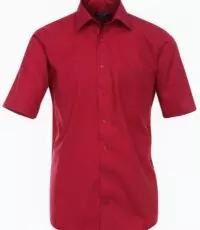 Casa Moda grote maat overhemd korte mouw uni rood strijkvrij