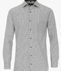 Casa Moda grote maat overhemd lange mouw wit, zwart en grijs fantasie