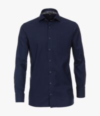 Casa Moda overhemd grote maat lange mouw donkerblauw contrast strijkvrij