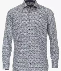 Casa Moda grote maat overhemd lange mouw blauw groen fantasie patroon