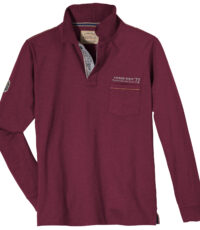 Redfield grote maat poloshirt lange mouw uni donkerrood