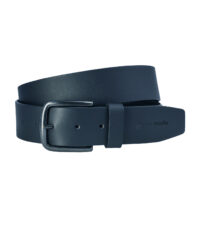 Pierre Cardin lederen extra lange riem 4cm breed donkerblauw met zwarte gesp
