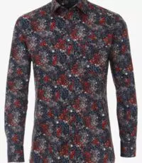 Casa Moda overhemd lange mouw grote maat blauw en rood fantasie