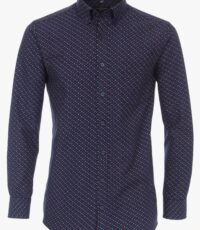Casa Moda overhemd lange mouw grote maat blauw en bordeauxrood blokje