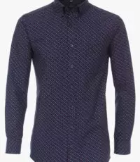 Casa Moda overhemd lange mouw grote maat blauw en bordeauxrood blokje