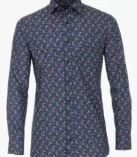 Casa Moda overhemd lange mouw grote maat donkerblauw bloem patroon
