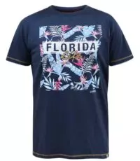 D555 t-shirt grote maat donkerblauw Florida Floral