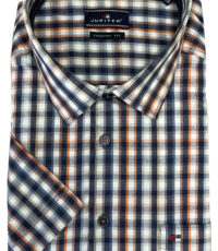 Jupiter grote maat overhemd wit met gekleurde ruit