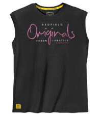 Redfield mouwloos t-shirt grote maat ronde hals zwart Urban Lifestyle