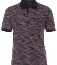 Casa Moda grote maat poloshirt blauw, rood en grijs gemêleerd