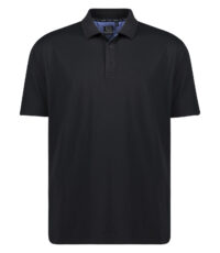 Adamo lengte maat poloshirt korte mouw stretch uni zwart extra lang