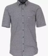 Casa Moda overhemd grote maat korte mouw donkerblauw blokje button down