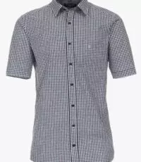 Casa Moda overhemd grote maat korte mouw donkerblauw en wit ruitje