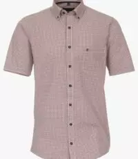 Casa Moda overhemd grote maat korte mouw rood en blauw fantasie print