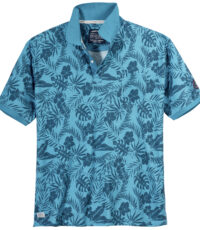 Redfield grote maat poloshirt korte mouw blauw blad motief