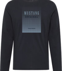 Mustang lange mouw met ronde hals t-shirt donkerblauw met sportieve print