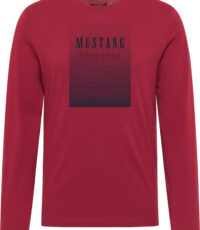 Mustang lange mouw met ronde hals t-shirt donkerrood met sportieve print