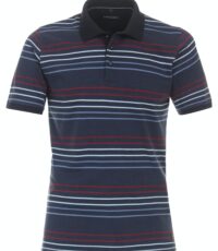 Casa Moda grote maat poloshirt blauw en rood gestreept
