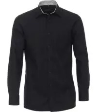 Casa Moda overhemd extra lange mouw zwart contrast strijkvrij