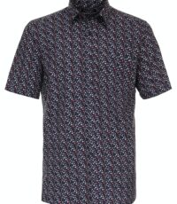 Casa Moda overhemd grote maat korte mouw blauw met bloem patroon
