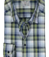 Marvelis grote maat overhemd lange mouw blauw en groene ruit strijkvrij
