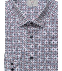 Marvelis grote maat overhemd lange mouw blauw, rood en wit patroon strijkvrij