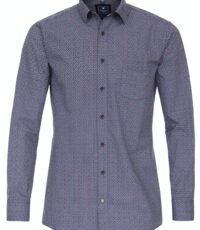 Redmond overhemd grote maat lange mouw blauw en rood fantasie patroon